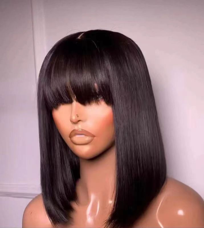 ola hair  2*6 Kim K Closure Double Drawn Short Bob Wigs 100% Human Hair Wigs For Black Woman