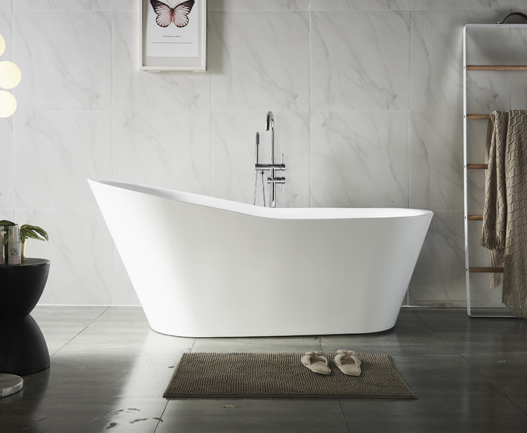 1.8m Simple Indoor Modern White Freestanding Acrylic Bathtubs