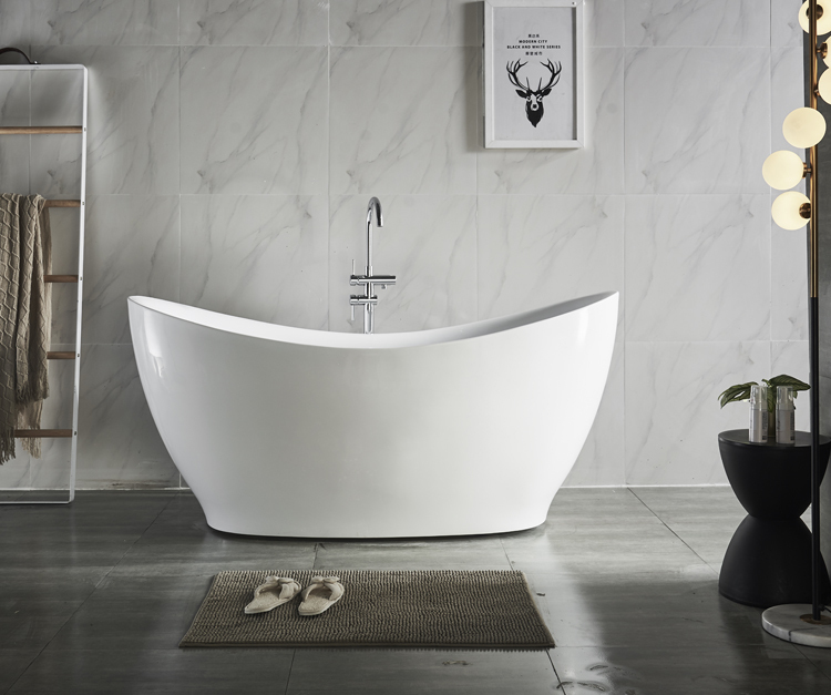 Hotel Project Popular Modern 59 Inch Soaking Oval Acrylic Bathtub