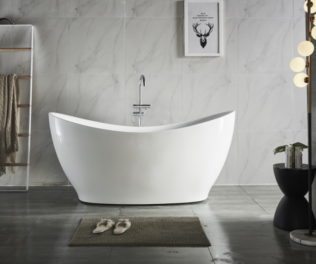 Hotel Project Popular Modern 59 Inch Soaking Oval Acrylic Bathtub