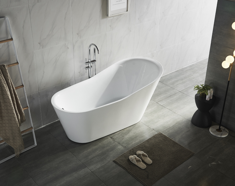 1.8m Simple Indoor Modern White Freestanding Acrylic Bathtubs