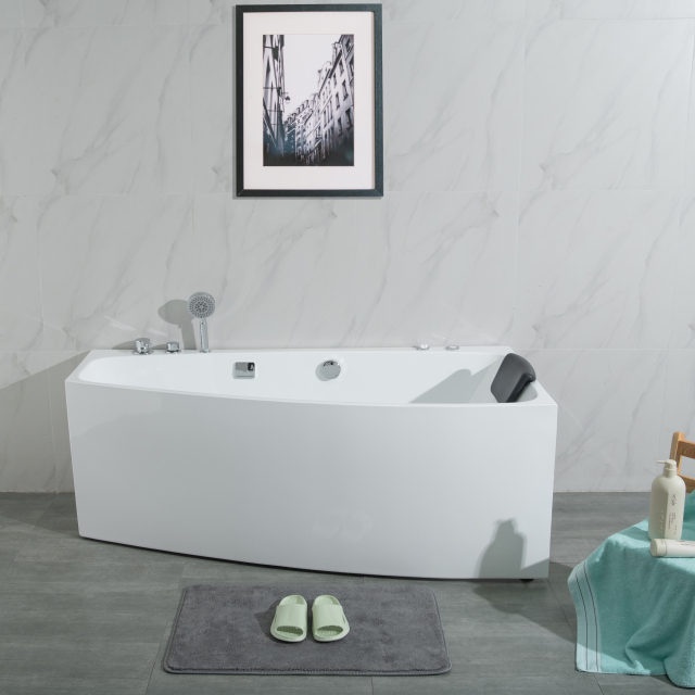 Factory Price Wholesale Hotel Irregular Shape Pure Acrylic Freestanding Soaking Tub with Pillow