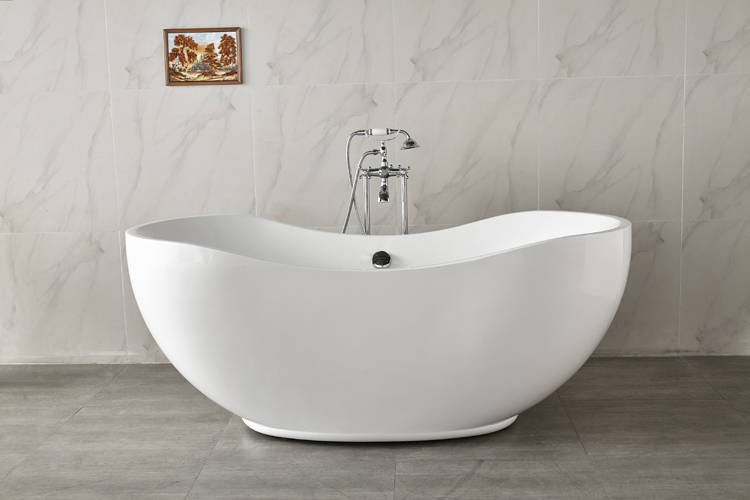 Indoor Hotel Bathroom Large Size Acrylic Oval Freestanding Soaking Bathtubs