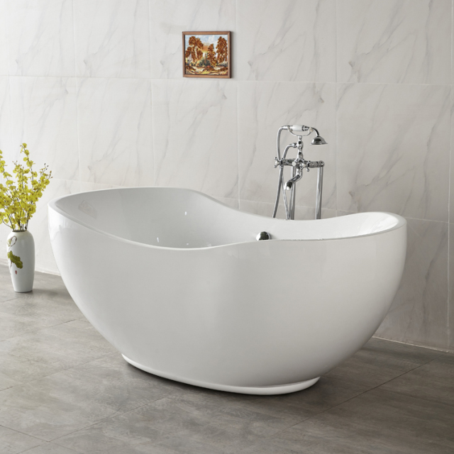 Indoor Hotel Bathroom Large Size Acrylic Oval Freestanding Soaking Bathtubs