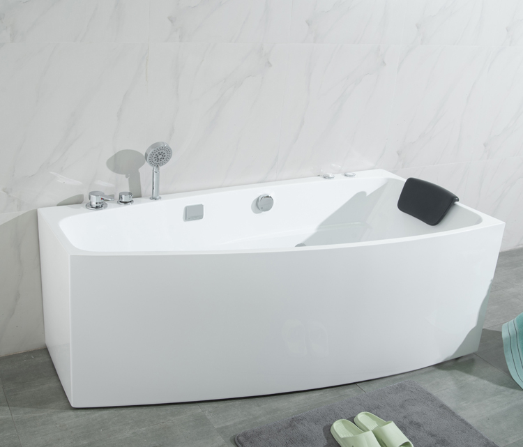 Factory Price Wholesale Hotel Irregular Shape Pure Acrylic Freestanding Soaking Tub with Pillow