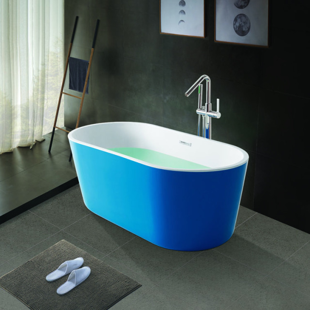 Hotel Project Modern Luxurious 59 Inch Deep-soaking Non-slip Oval Freestanding Bathtub