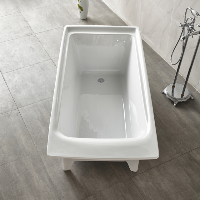 Factory Price Bathroom Rectangular Shape Acrylic White Rectangle Freestanding Bathtub Wholesale