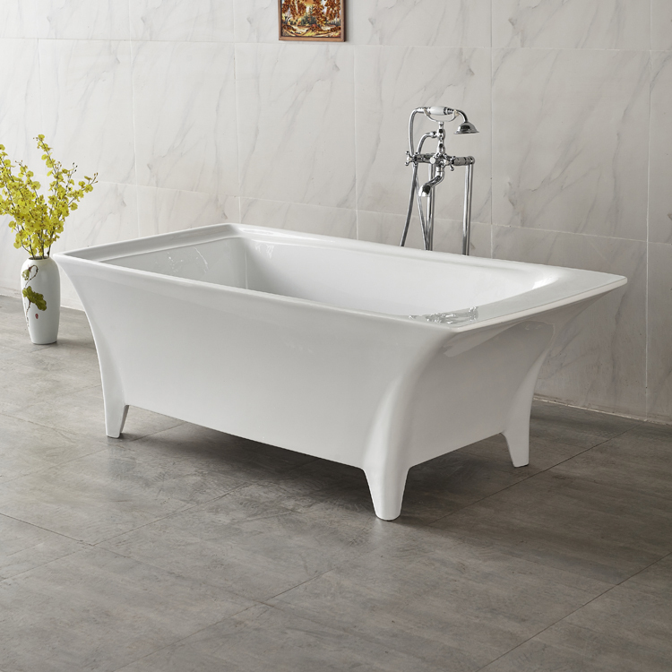 Factory Price Bathroom Rectangular Shape Acrylic White Rectangle Freestanding Bathtub Wholesale