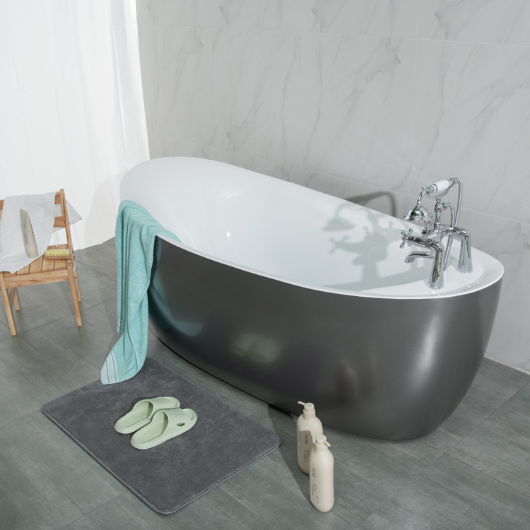 Modern Freestanding Bathtubs Simple Black Color Center Drain Indoor Bathroom Adult Freestanding Bathtubs with Shower