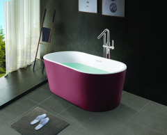 Hotel Project Modern Luxurious 59 Inch Deep-soaking Non-slip Oval Freestanding Bathtub