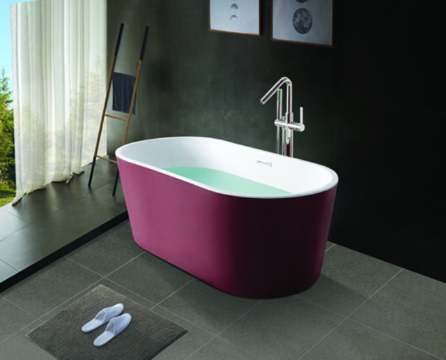 Hotel Project Modern Luxurious 59 Inch Deep-soaking Non-slip Oval Freestanding Bathtub