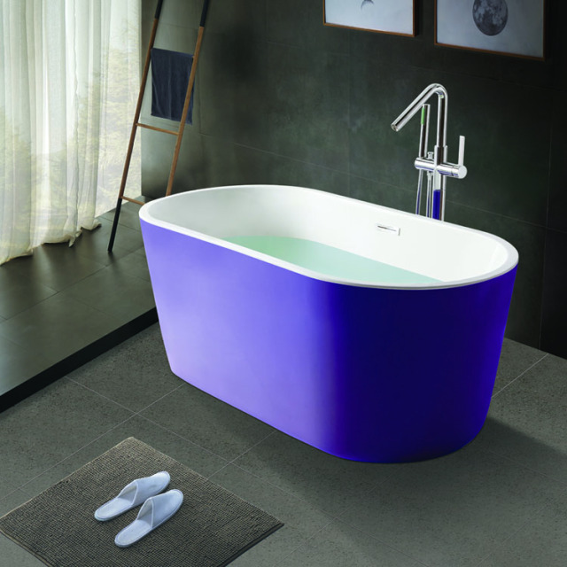 Hotel Project Modern Luxurious 59 Inch Deep-soaking Non-slip Oval Freestanding Bathtub