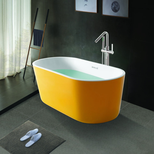 Hotel Project Modern Luxurious 59 Inch Deep-soaking Non-slip Oval Freestanding Bathtub