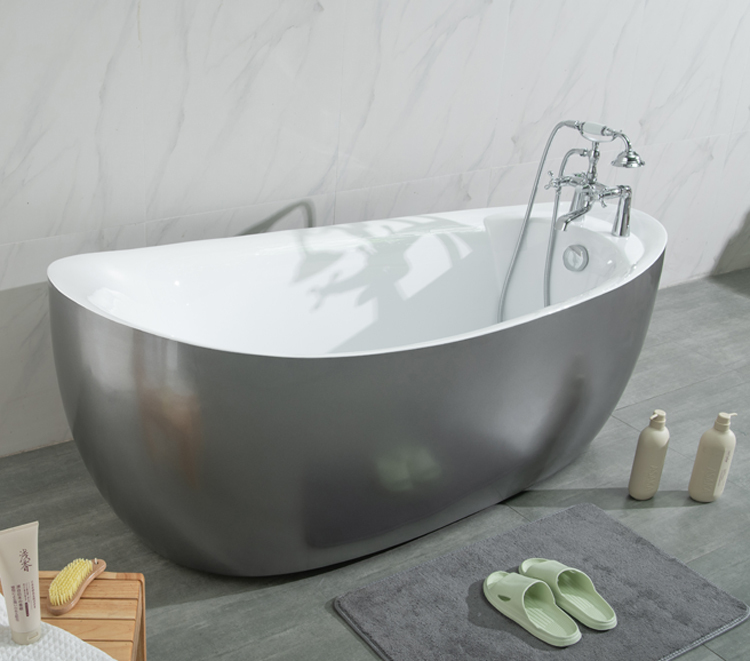 Modern Freestanding Bathtubs Simple Black Color Center Drain Indoor Bathroom Adult Freestanding Bathtubs with Shower