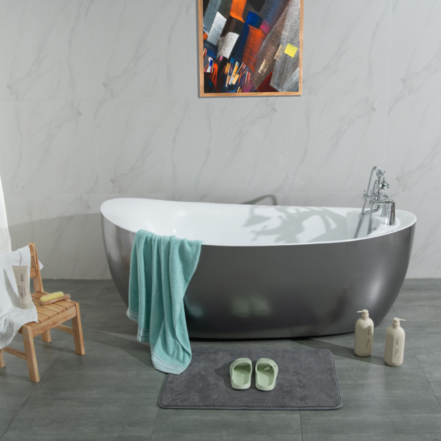 Modern Freestanding Bathtubs Simple Black Color Center Drain Indoor Bathroom Adult Freestanding Bathtubs with Shower