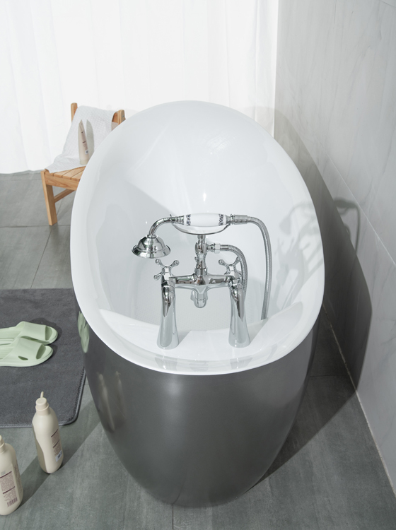 Modern Freestanding Bathtubs Simple Black Color Center Drain Indoor Bathroom Adult Freestanding Bathtubs with Shower