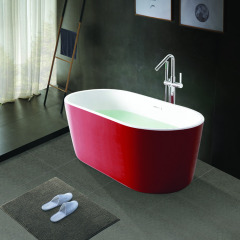 Hotel Project Modern Luxurious 59 Inch Deep-soaking Non-slip Oval Freestanding Bathtub
