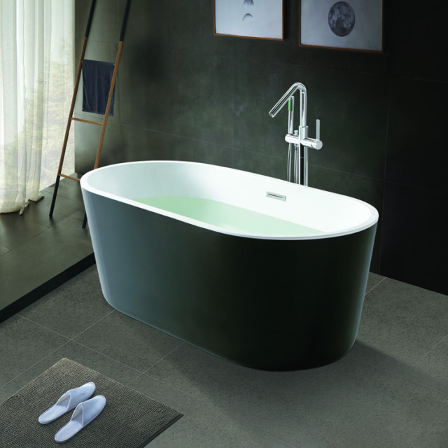 Hotel Project Modern Luxurious 59 Inch Deep-soaking Non-slip Oval Freestanding Bathtub