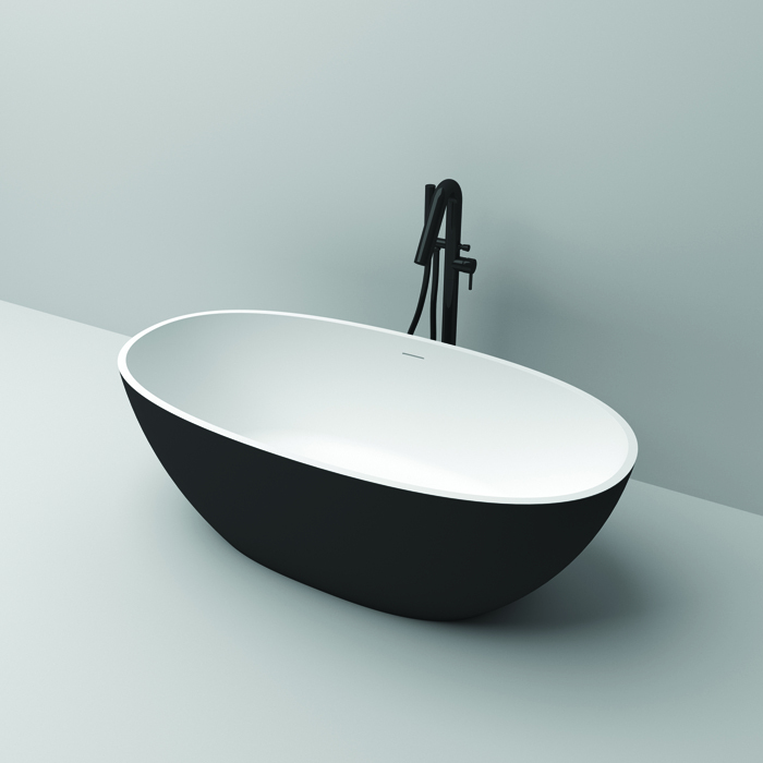 Custom Size Freestanding White Oval Artificial Stone Bathtub Artificial Stone Bathtub For Apartment & Hotel