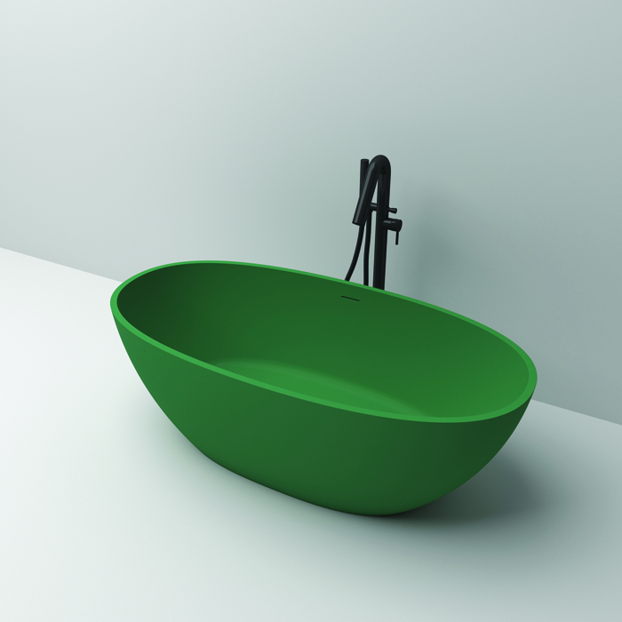 Custom Size Freestanding White Oval Artificial Stone Bathtub Artificial Stone Bathtub For Apartment & Hotel