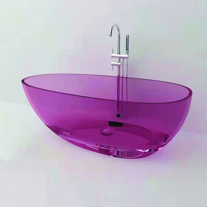 1500mm Translucent Tub Transparent Artificail Stone Material Bathtub Transparent Bath Tub