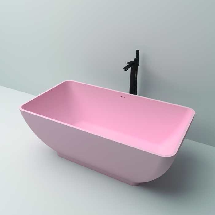 Modern Design Artificial Stone Bathtub Free Standing Rectangular Shape Morden Style Stand Alone Artificial Stone Tubs