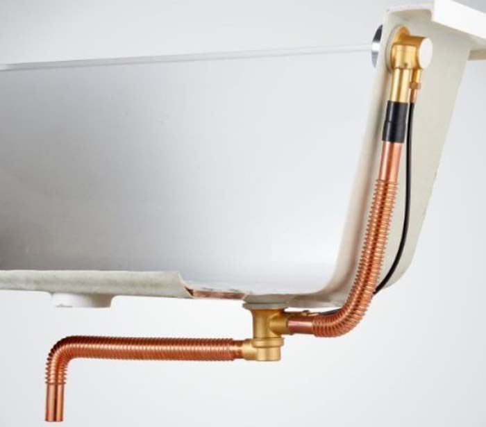 Golden Brass Pop-Up Bathtub Drain with Overflow & Hydromassage Trap