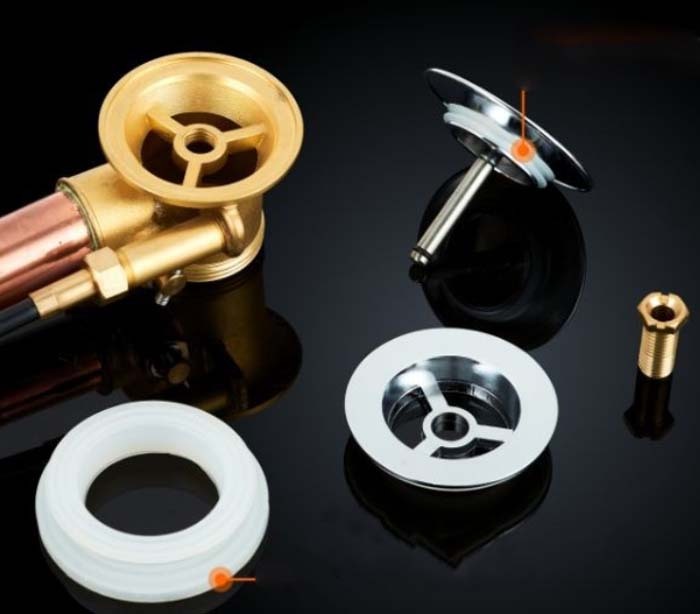 Golden Brass Pop-Up Bathtub Drain with Overflow & Hydromassage Trap