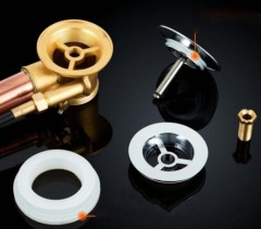 Golden Brass Pop-Up Bathtub Drain with Overflow & Hydromassage Trap