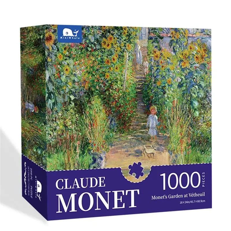 High Quality Claude Monet Painting 1000 pieces Paper Jigsaw Educational Puzzles for Adults Water Lilies Impression Sunrise