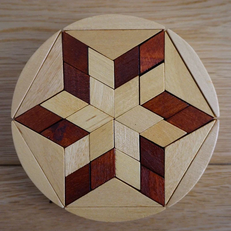 Wooden Mosaic Shape Puzzle Mind Brain Teasers Challenge Montessori Educational Game Puzzles for Adults Kids