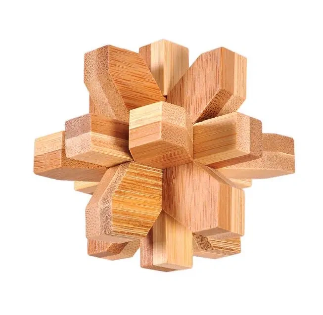 Bamboo Wooden Brain Teasers Interlocking Puzzles Game for Adults Kids