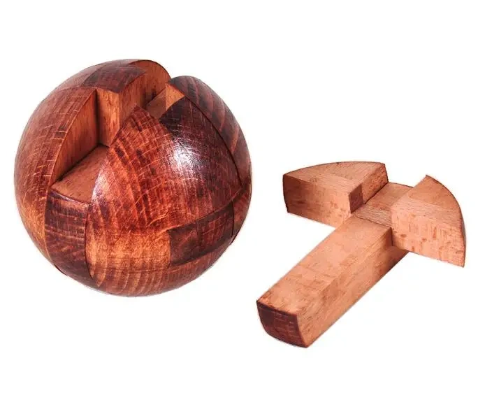 Classic Ball-shaped Wooden Burr Puzzles Game for Adults Kids