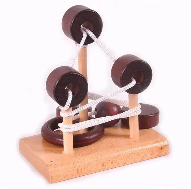 Desk Novelty 3D Wooden Rope String Brain Teaser Puzzles Game Toy