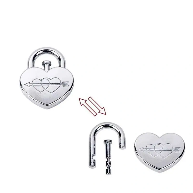 Heart-shaped Metal Lock Brain Teasers Puzzle Game for Adults