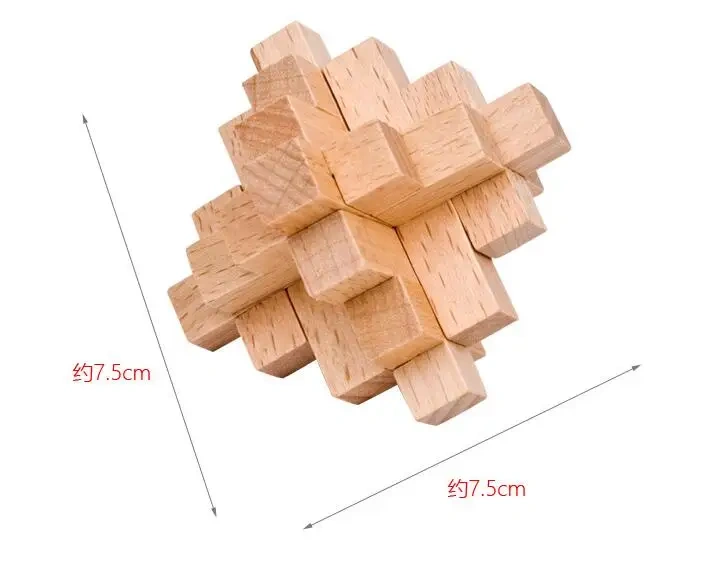 Classic 3D Wooden Burr Interlocking Puzzle Logic Chinese Traditional Wood Brain Teasers Puzzles Game for Adults Kids