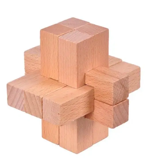 Classic 3D Wooden Burr Interlocking Puzzle Logic Chinese Traditional Wood Brain Teasers Puzzles Game for Adults Kids