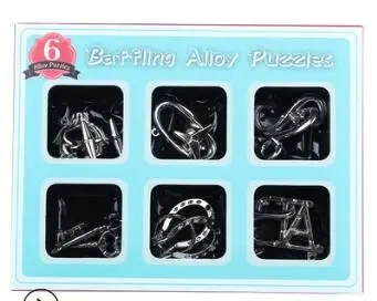 6PCS per Set Metal Puzzle Alloy Baffling Puzzles Game Solution for Adults Children