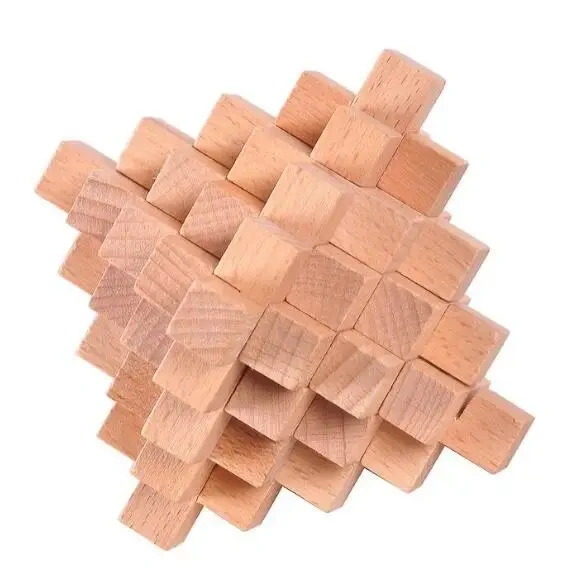 Classic 3D Wooden Burr Interlocking Puzzle Logic Chinese Traditional Wood Brain Teasers Puzzles Game for Adults Kids