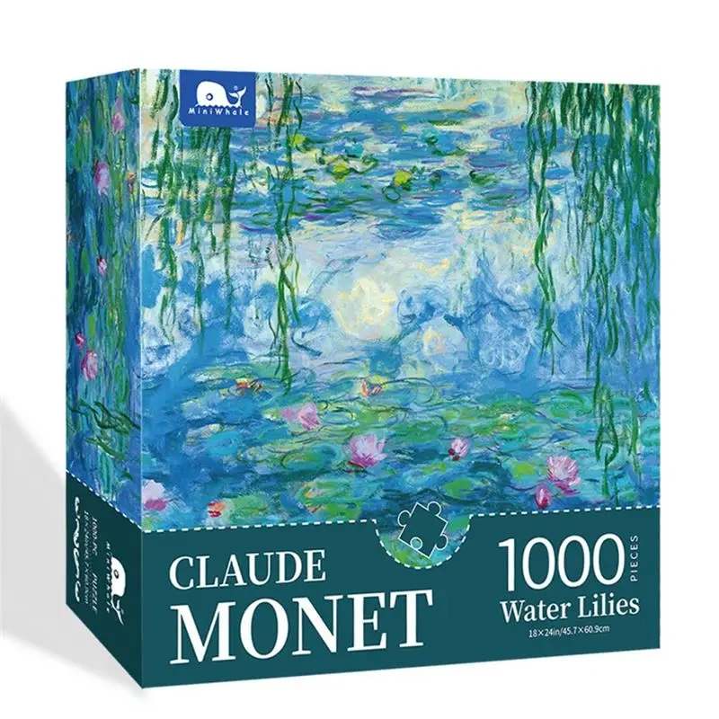 High Quality Claude Monet Painting 1000 pieces Paper Jigsaw Educational Puzzles for Adults Water Lilies Impression Sunrise