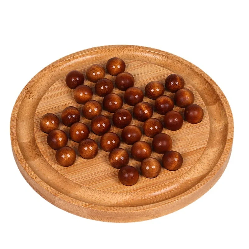Large Size 20CM Wooden Peg Solitaire Solo Noble Puzzles Brain Teaser Puzzle Board Game Gift for Adults Kids
