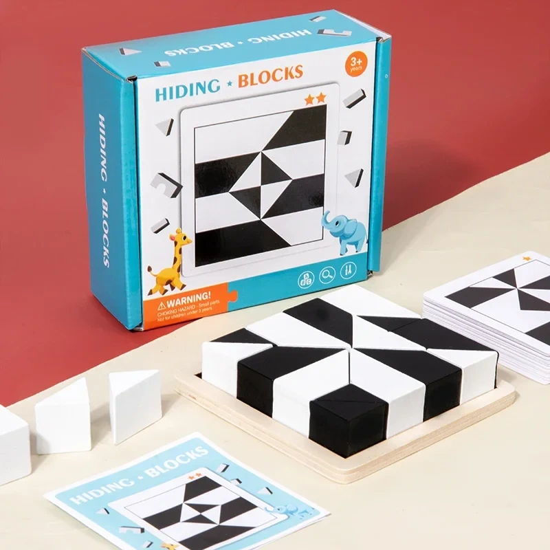 Montessori Geometric Shape Puzzles Building Blocks Wooden 3D Jigsaw Puzzle Kids Educational Logical Thinking Training Game Gifts