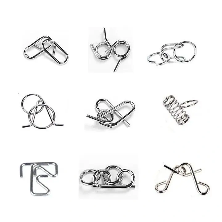 Classic Metal Brain Teasers Lock Ring Puzzle Logic Magic Mind Wire Puzzles Game Gift for Adults Kids