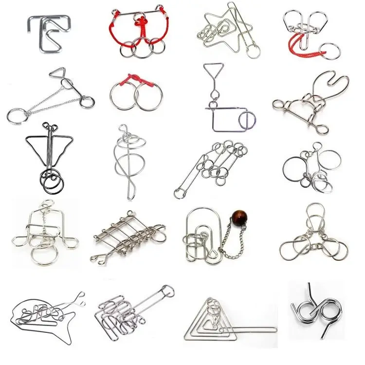 20PCS/Set Metal Brain Teasers Puzzle Magic Wire Puzzle Baffling Puzzles Game for Adults Kids