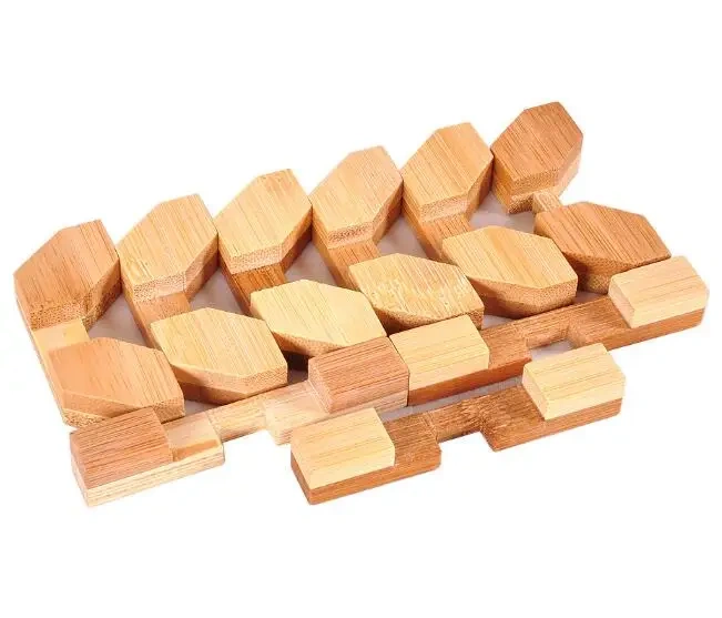 Bamboo Wooden Brain Teasers Interlocking Puzzles Game for Adults Kids
