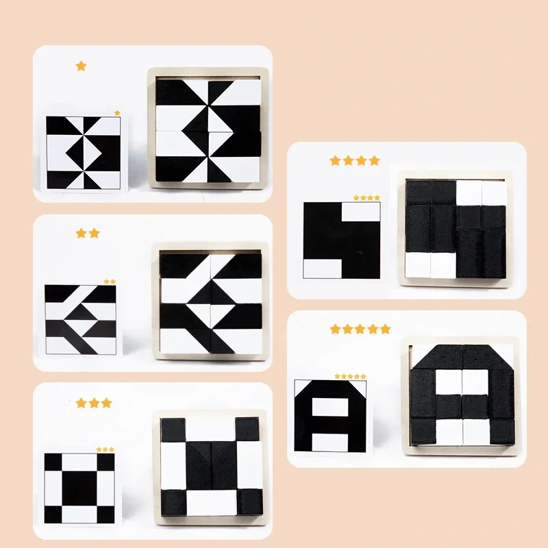 Montessori Geometric Shape Puzzles Building Blocks Wooden 3D Jigsaw Puzzle Kids Educational Logical Thinking Training Game Gifts
