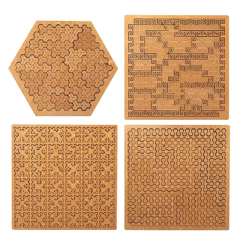 Challenging Geometric Wooden Tray Puzzle Logic Mind Brain Teasers Puzzles Game for Adults