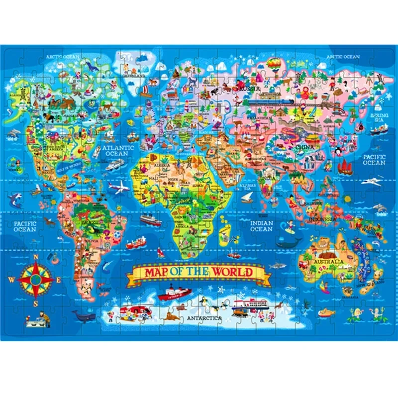 New 200PCS Paper Jigsaw Puzzle USA World Map Puzzles for Adults Children Decompression Game Kid Educational Gift Toys