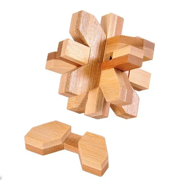 Bamboo Wooden Brain Teasers Interlocking Puzzles Game for Adults Kids