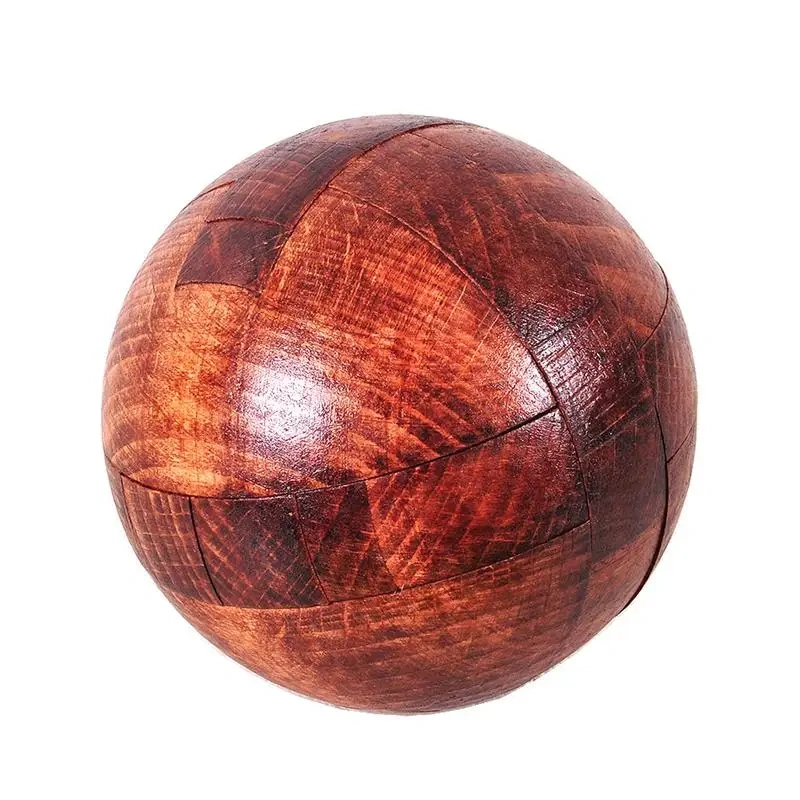 Coffee Color Large Size Wooden Burr Ball Barrel Shaped Wood Interlocking Puzzles Game for Children Adults